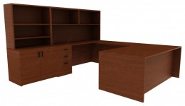 Office Desk with Shelves - Amber