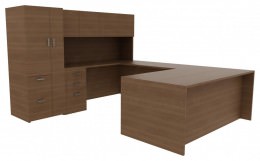 U Shaped Desk with Hutch - Amber