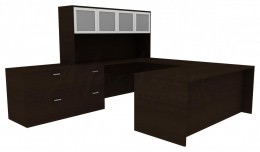 U Shaped Desk with Storage - Amber