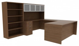 Bookcase Desk Set - Amber