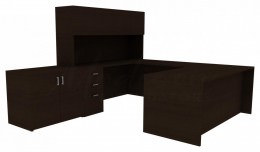 U-Shaped Desk with Hutch - Amber