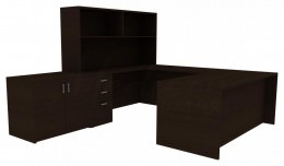 Desk with Hutch and Drawers - Amber