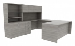 U Shaped Desk with Storage - Amber