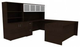 Desk with Shelves and Drawers - Amber