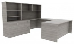 Desk with Hutch and Storage - Amber