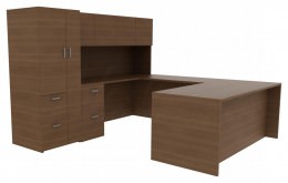 U Shaped Desk with Storage - Amber