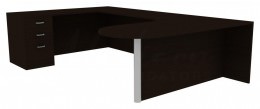 U Shaped Desk with Storage - Amber