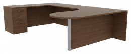 U Shaped Desk with Storage - Amber