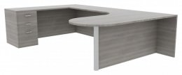 U Shaped Desk with Storage - Amber