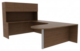 U Shaped Desk with Hutch - Amber