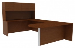 U Shaped Desk with Hutch - Amber