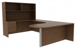 Credenza Desk with Hutch - Amber