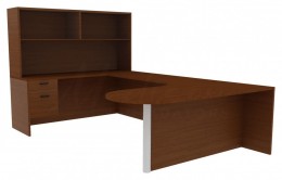 Credenza Desk with Hutch - Amber