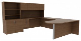 U Shaped Peninsula Desk with Storage - Amber