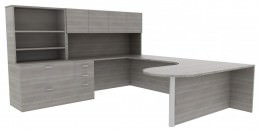 U Shaped Desk with Storage - Amber