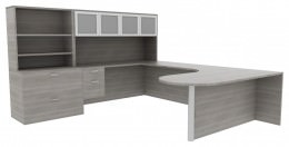 U Shape Desk with Storage - Amber