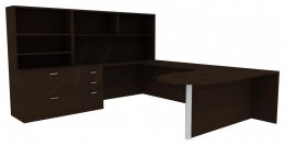 U Shaped Peninsula Desk with Storage - Amber