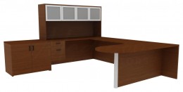 U Shaped Desk with Storage - Amber