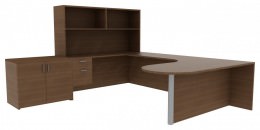 U Shaped Desk with Storage - Amber