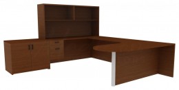 U Shaped Desk with Storage - Amber