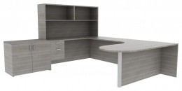 U Shaped Desk with Storage - Amber