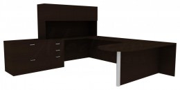 U Shaped Peninsula Desk with Storage - Amber