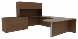 U Shaped Peninsula Desk with Storage - Amber