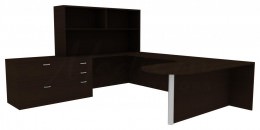 Desk with Shelves and Drawers - Amber