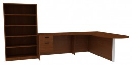 L Shaped Desk with Bookcase - Amber