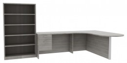 L Shaped Desk with Bookcase - Amber