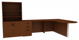 L Shape Peninsula Desk with Storage - Amber