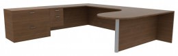 U Shaped Peninsula Desk with File Cabinet - Amber