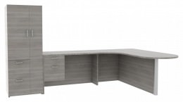 L Shaped Desk with Storage Cabinet - Amber