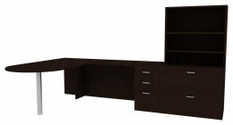 L Shaped Peninsula Desk with Storage - Amber