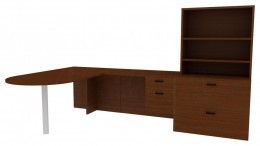 L Shaped Peninsula Desk with Storage - Amber