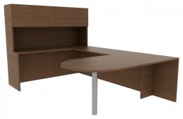 U Shaped Office Desk with Hutch - Amber