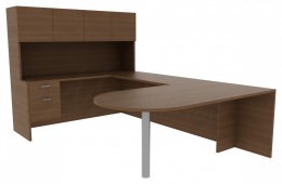 U Shape Desk with Hutch - Amber