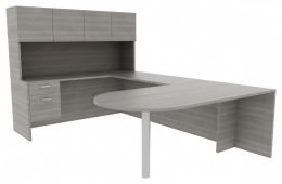 U Shape Desk with Hutch - Amber