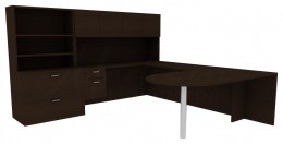 U Shaped Peninsula Desk with Storage - Amber