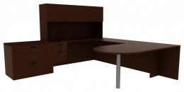 U Shaped Peninsula Desk with Storage - Amber