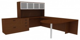 U Shaped Peninsula Desk with Storage - Amber