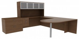 U Shaped Desk with Storage - Amber