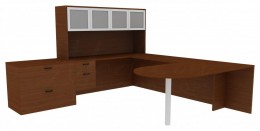 U Shaped Desk with Storage - Amber