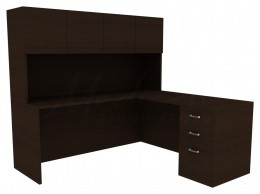 Credenza Desk with Hutch - Amber