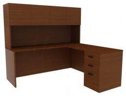 Credenza Desk with Hutch - Amber