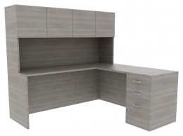 Credenza Desk with Hutch - Amber