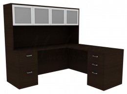 L Desk with Hutch - Amber