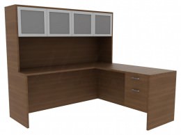 L Shaped Desk with Hutch - Amber