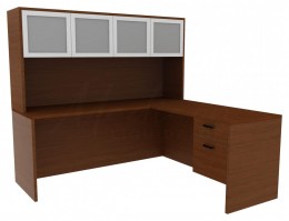 L Shaped Desk with Hutch - Amber