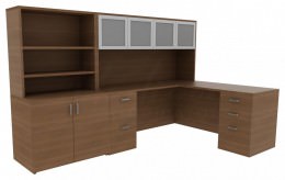 L Desk with Storage - Amber